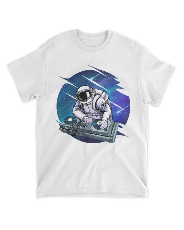 Music T- Shirt Astronaut D J With Turntable In Open Space T- Shirt