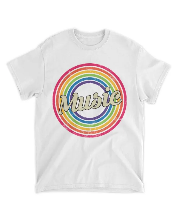 Music T- Shirt Music - Retro Rainbow Faded- Style T- Shirt