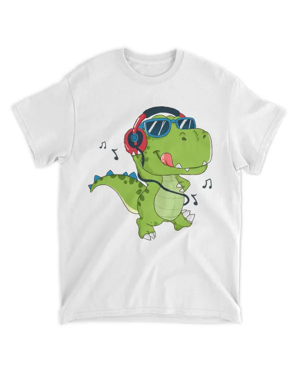 Musician T- Shirt Dinosaur enjoying music T- Shirt