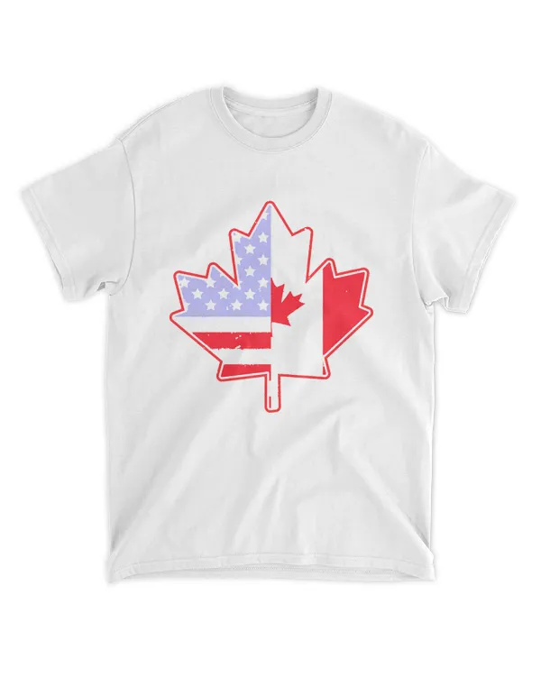 Canada T- Shirt Canadian Maple Leaf U S A Flag American Friendship Canada T- Shirt