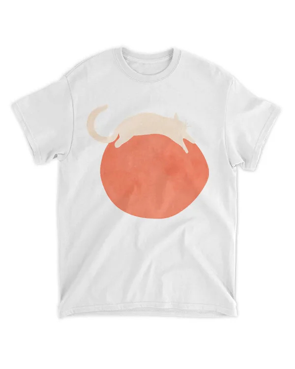 Cat T- Shirt Funny white cat on a moon T- Shirt