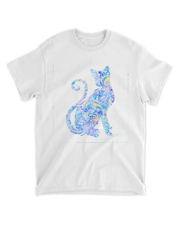 Cat T- Shirt Paisley Cat T- Shirt