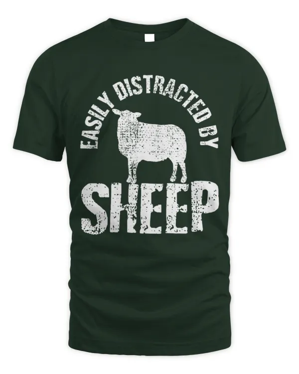 Easily Distracted By Sheep Shirt Farm Animal Vintage Gift - Unisex Standard T-Shirt Unisex Standard T-Shirt