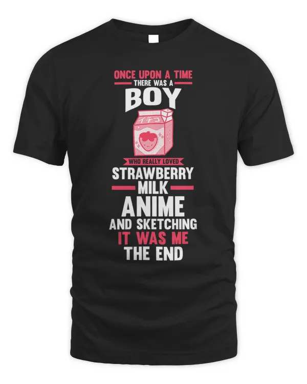 Mens Anime Sketching Strawberry Milk