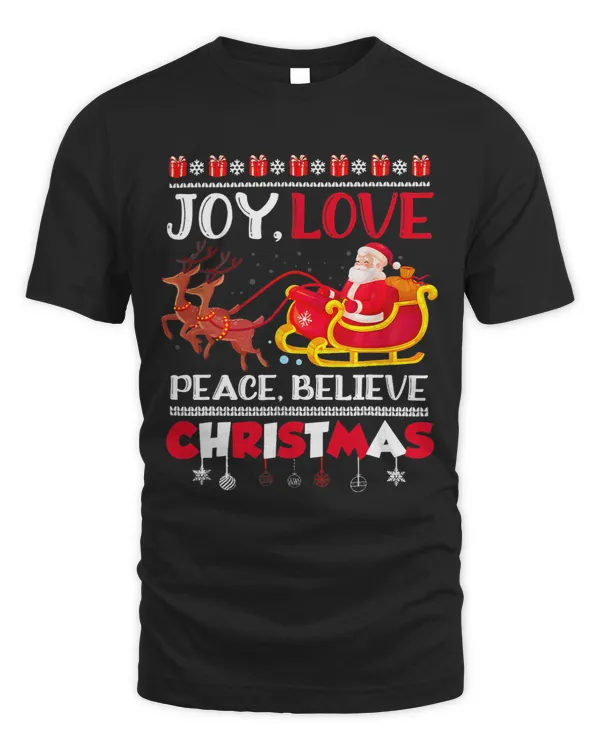 Joy Love Peace Believe Chrismas Boys Kids Girls Xmas Santa