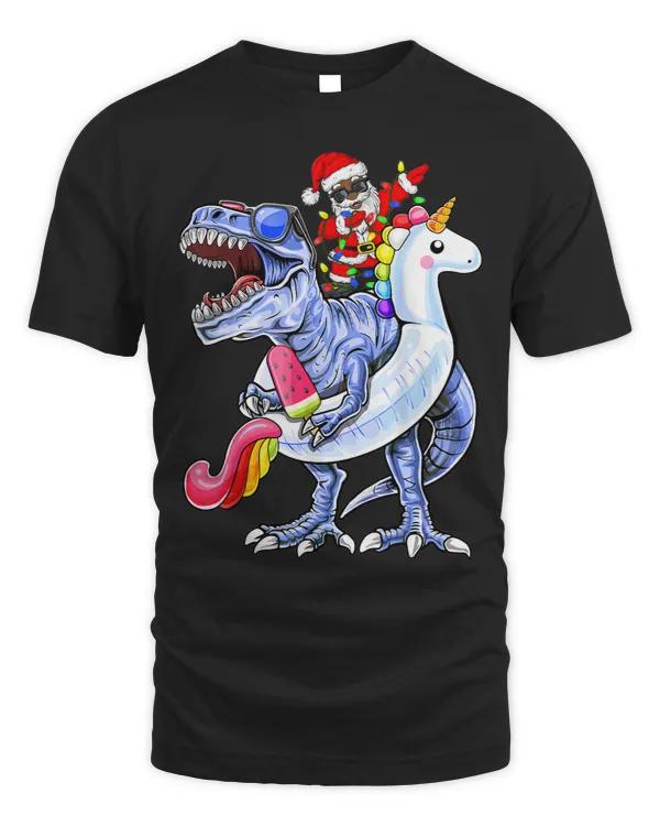 T Rex Christmas in July African American Santa claus Summer