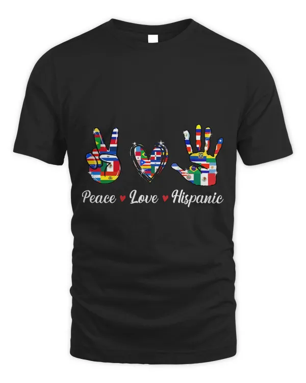 Peace Love Hispanic Heritage month Countries Flags