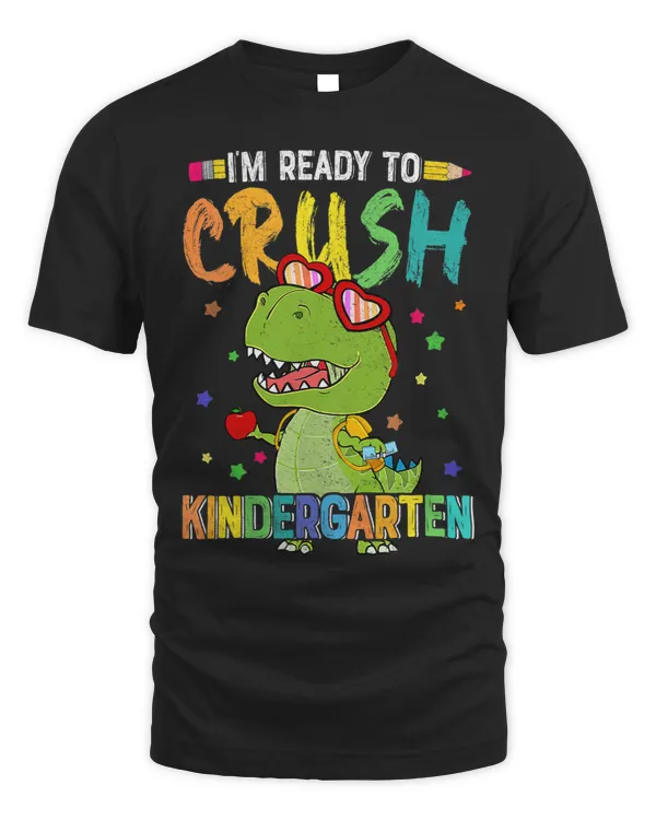 Kids Crush Kindergarten Funny Back To School Dinosaur T Rex Boys 4