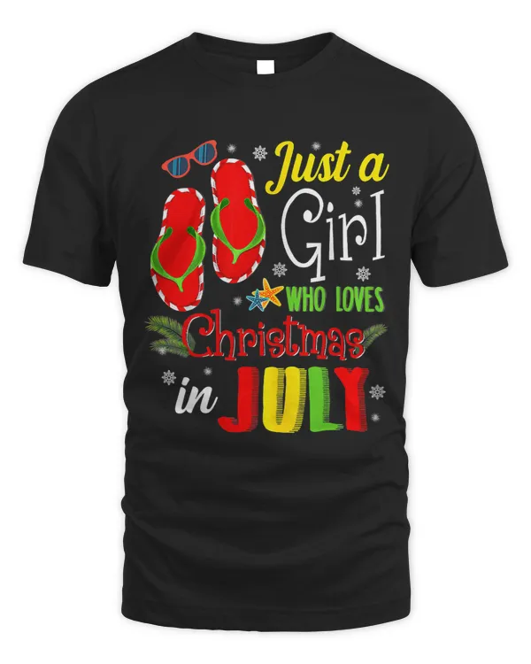 Just A Girl Who Loves Christmas In July Shirt Summer Gift 1
