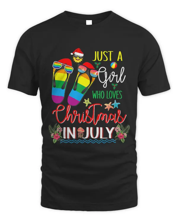 Just A Girl Who Loves Christmas In July Shirt Summer Gift 4