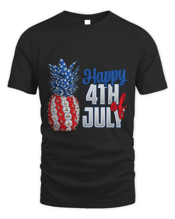 Pineapple Fruit Cool American US Flag 4th of July Hawaiian