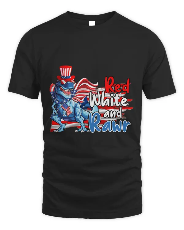 Red White And Rawr 4th Of July USA Flag Dinosaur