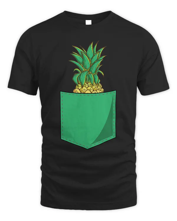 Pineapple in chest pocket print tropical Hawaii summer holiday