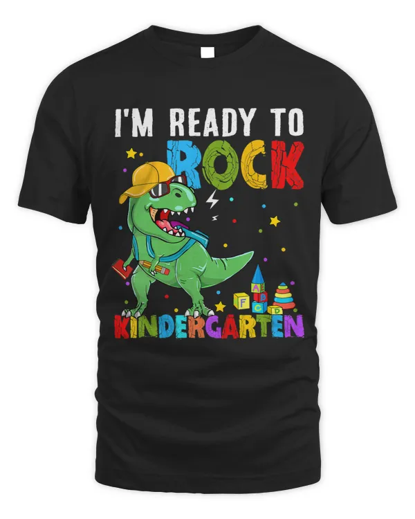 Kids Funny Rock Kindergarten Back To School Boys Dinosaur T Rex 4