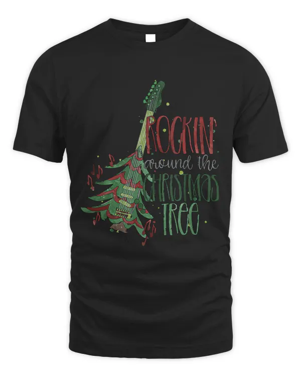 Rocking Around Christmas Tree Guitar Lover Funny Xmas