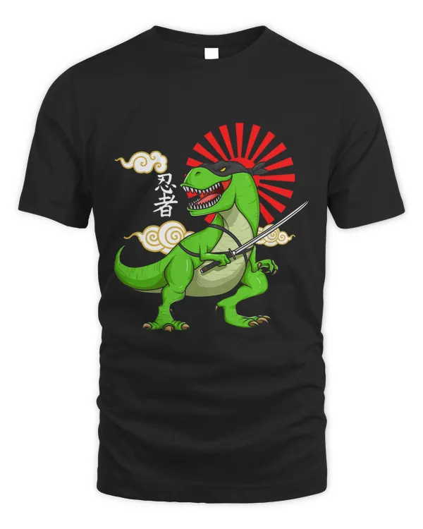 Ninja TRex Tyrannasaurus Ninja Katana Sword Rising Sun