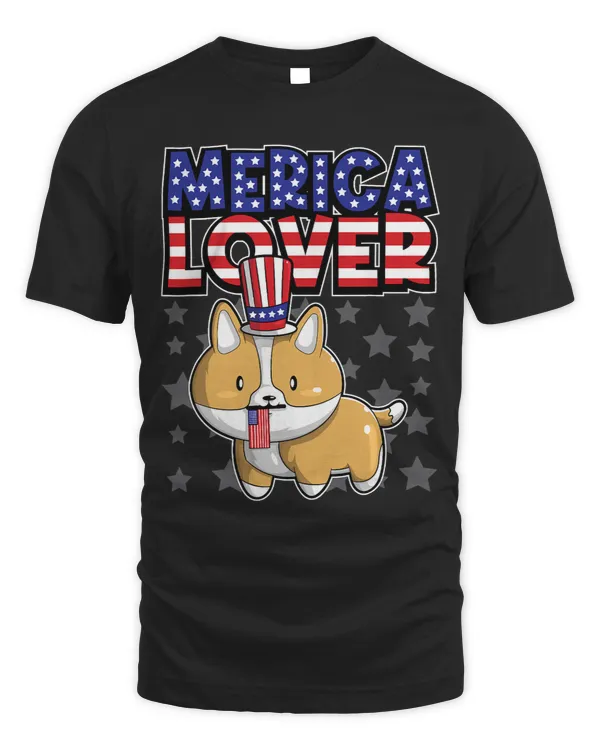 Merica Lover Happy Fourth Of July Dog USA Flag