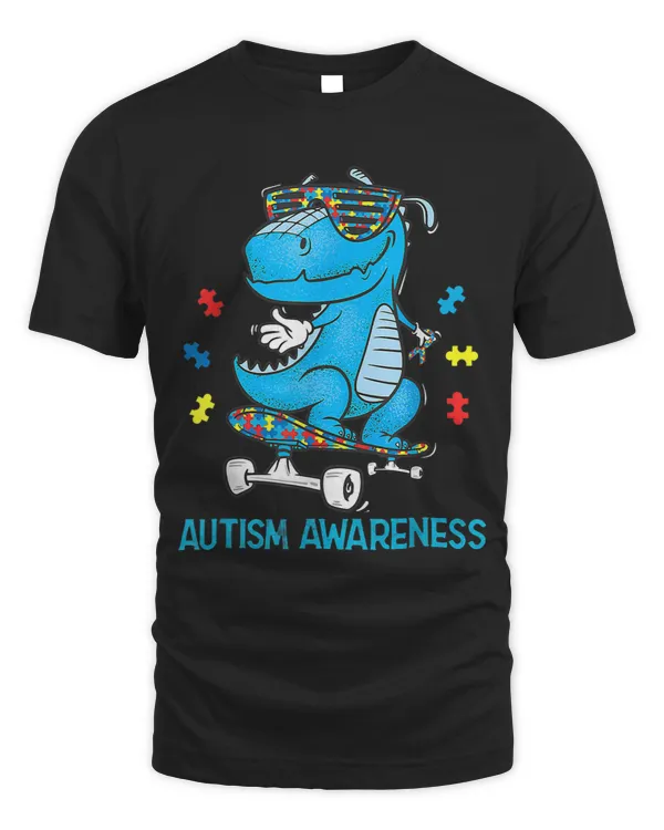 Kids Dinosaur Skateboarding Autism Awareness Choose Kindness