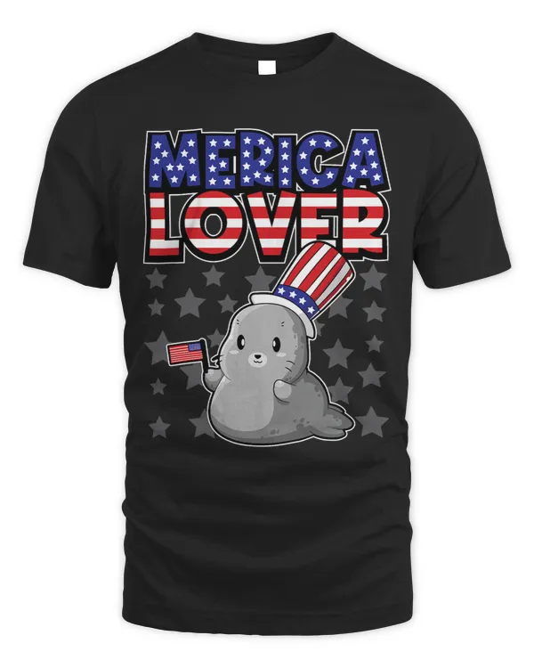 Merica Lover Happy Fourth Of July Seal USA Flag