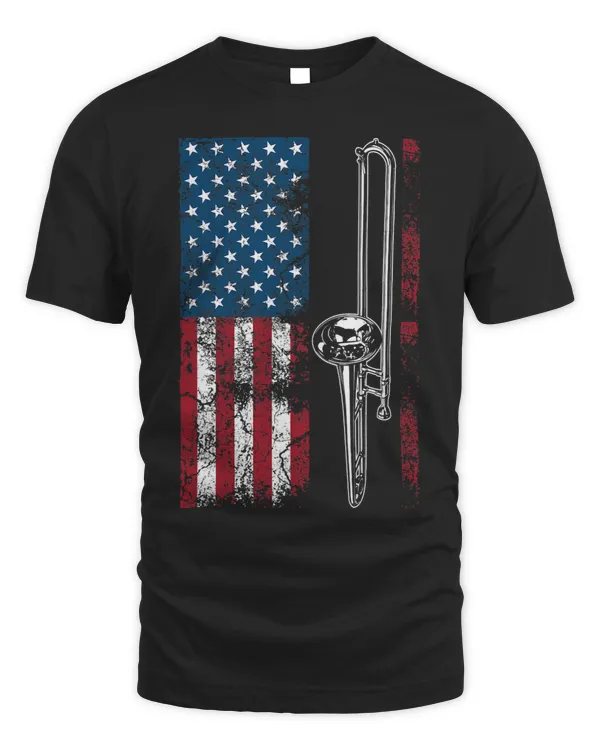 Vintage US Flag Trombone Cute Trombonist Funny Jazz Gift