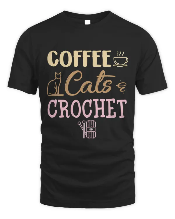 Womens Coffee Cats And Crochet Knitting Crocheting For Cat Lovers
