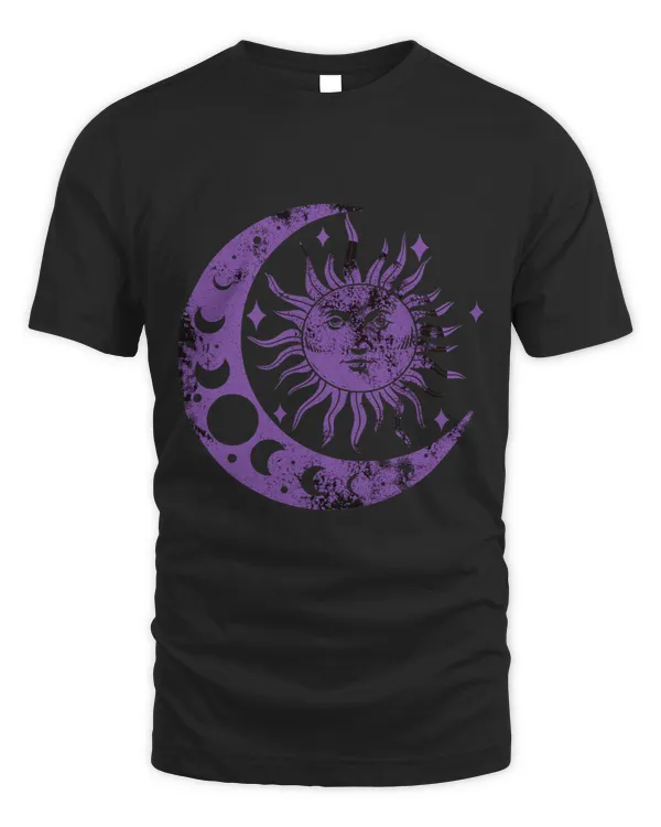 Meditation Yin Yang Sun Moon Distressed Purple
