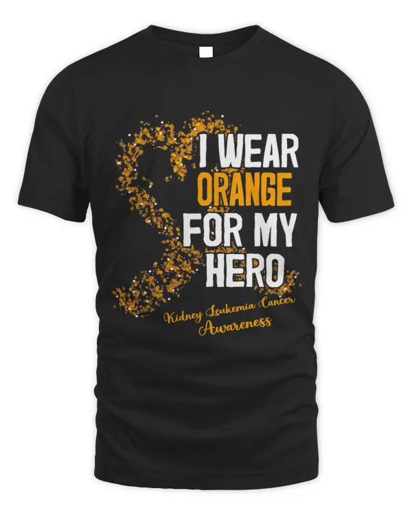 I Wear Orange For Kidney Leukemia Cancer Awareness Heart