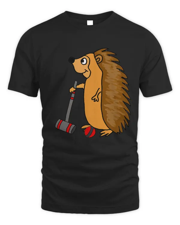 Smiletodaytees Funny Hedgehog Playing Croquet