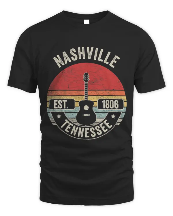 Nashville Tennessee Vintage Retro Guitar Country Music