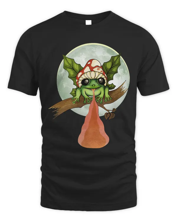 Froggy Frog with Mushroom Hat Cute Frog Cottagecore Aesthetic Frogs