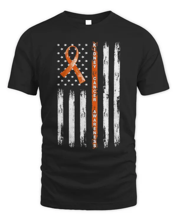 Kidney Cancer Orange Ribbon American Flag Kidney Cancer