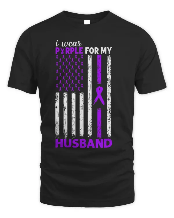 I Wear Purple For My Husband Pancreatic Cancer Usa Flag