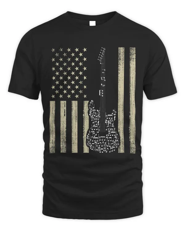 Flag USA 4th of July Guitarist Player Notes Vintage