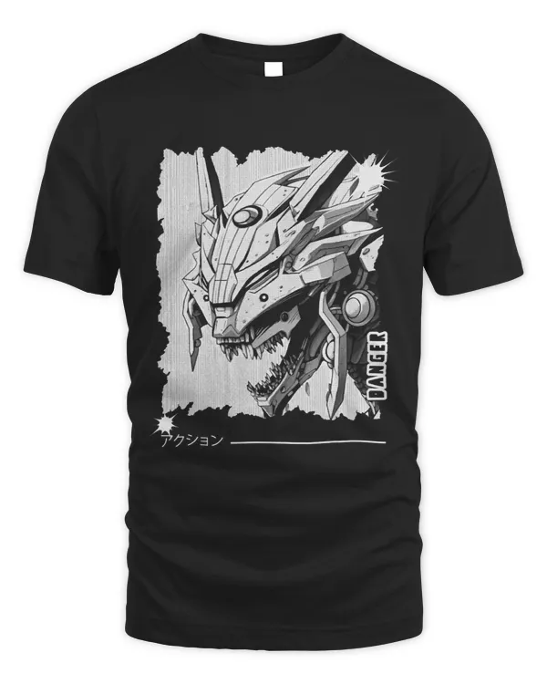 Monochrome Shonen manga panel giant mecha saurus rex japan