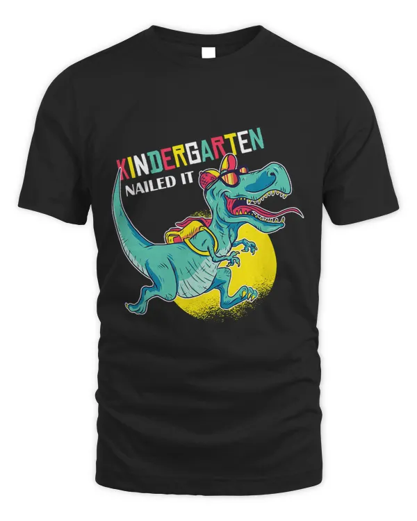 Kids T Rex Kindergarten Nailed It Graduation Class Of 2021 T-Shirt (2)
