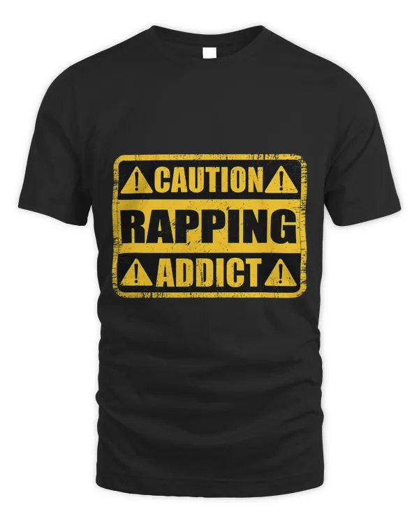 Funny Vintage Retro Sign Caution Rapping Addict
