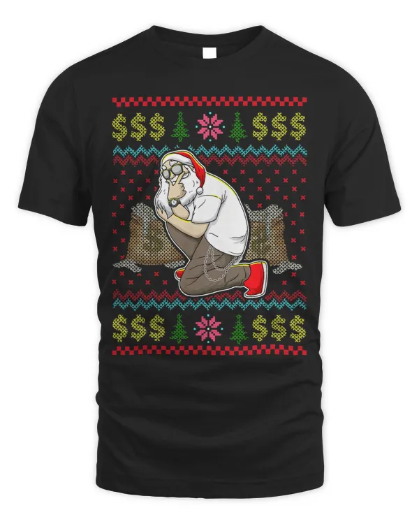 Gangster Santa Funny Ugly Christmas Rapping Money Boss