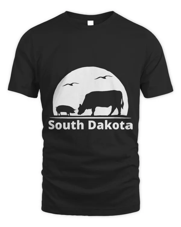 Pig Cow Birds Farm Girl in South Dakota Piggy