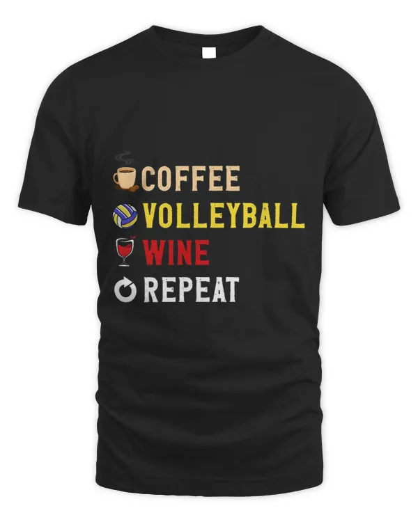 Drinks Lover Funny Coffee Volleyball Wine Repeat Novelty