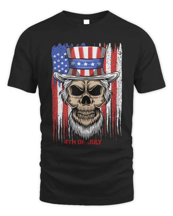 4th of July Patriotic Skeleton 4th of July American Flag T Shirt