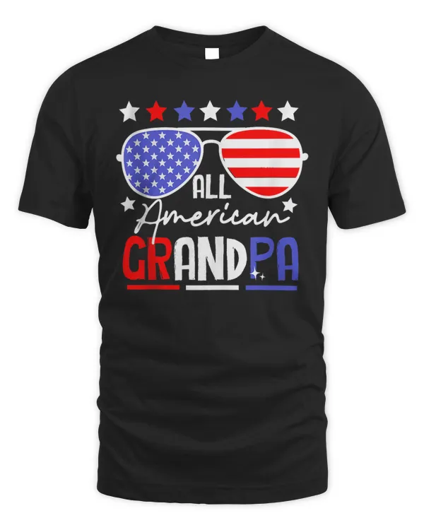 All American Grandpa USA Flag 4th of July Sunglass T Shirt