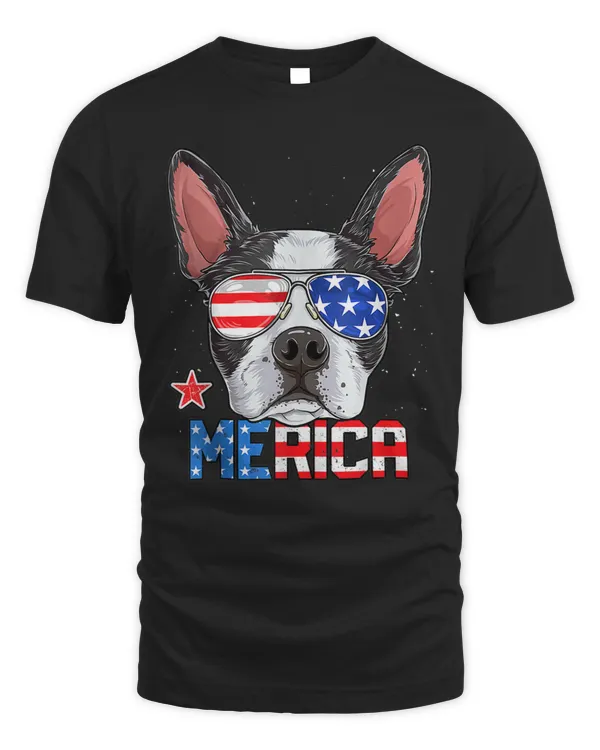 Boston Terrier Merica 4th Of July T Shirt Men Boys Dog Puppy T Shirt
