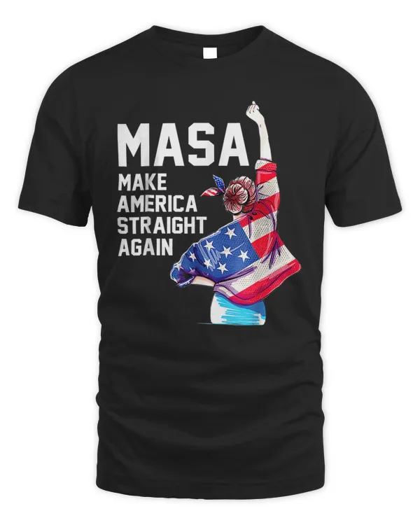 MASA Make America Straight Again Political US Flag Patriotic T-Shirt