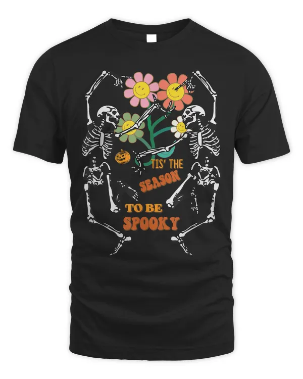 Skeleton Skulls Tis The Season To Be Spooky Dancing Skeletons Pumpkin Flower 82 Skull