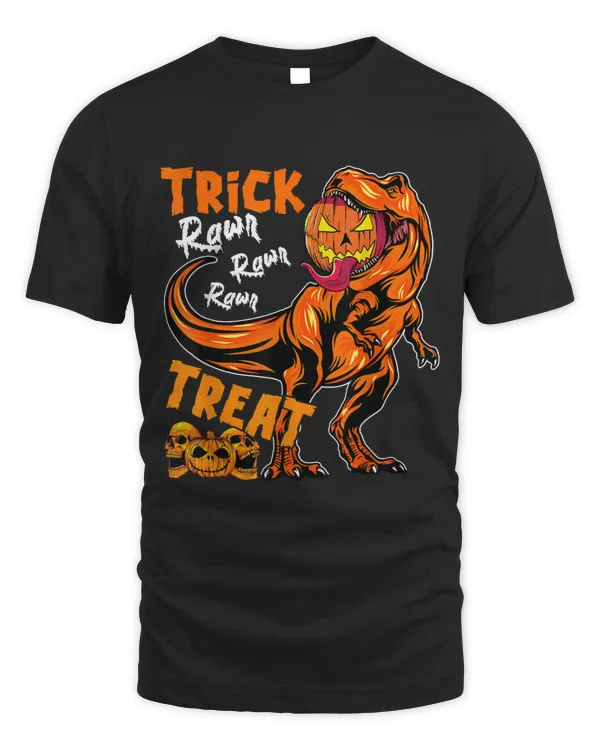 Skeleton Skulls Trick Rawr Treat Halloween TRex Eating Horror Pumpkins 47 Skull