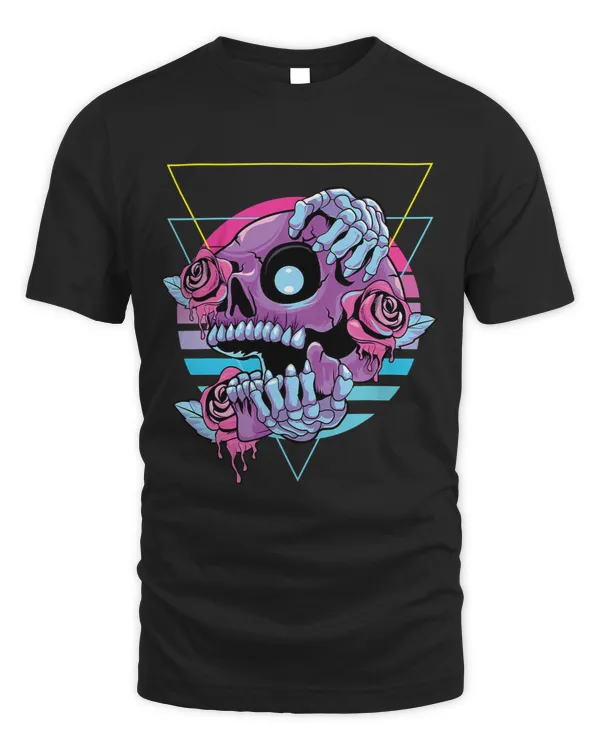 Skeleton Skulls Vaporwave Aesthetic Retro Skull Pastel Goth Art 80s 90s 70 Skull