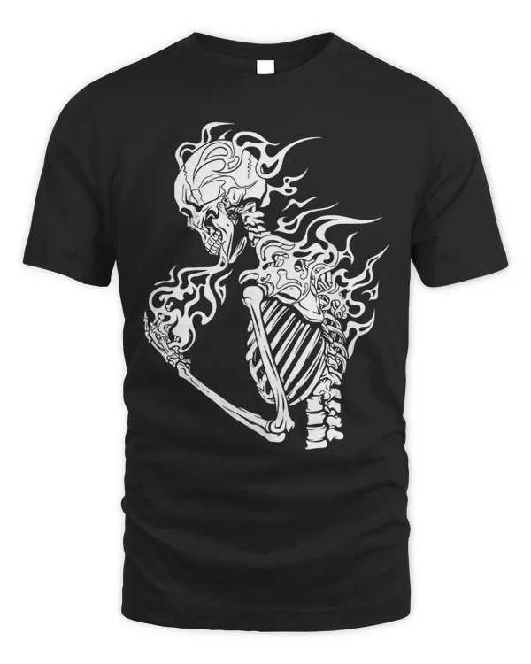 Skeleton Skulls Wild Fire – Black And White Skeleton On Fire793 Skull
