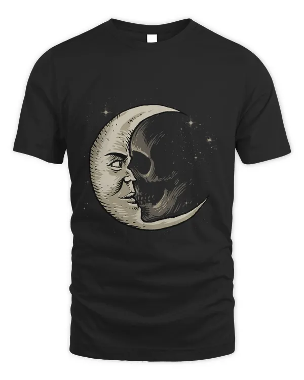 Skeleton Skulls Witchcore Half Moon and Skull Witchy Gothic Astrology Lovers Skull