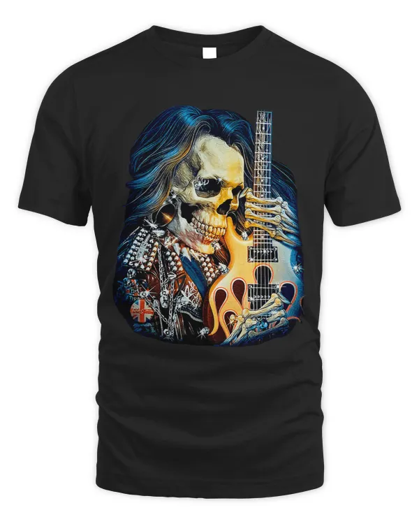 Rock On Guitar Neck With A Sweet Rock Roll Skeleton Skull