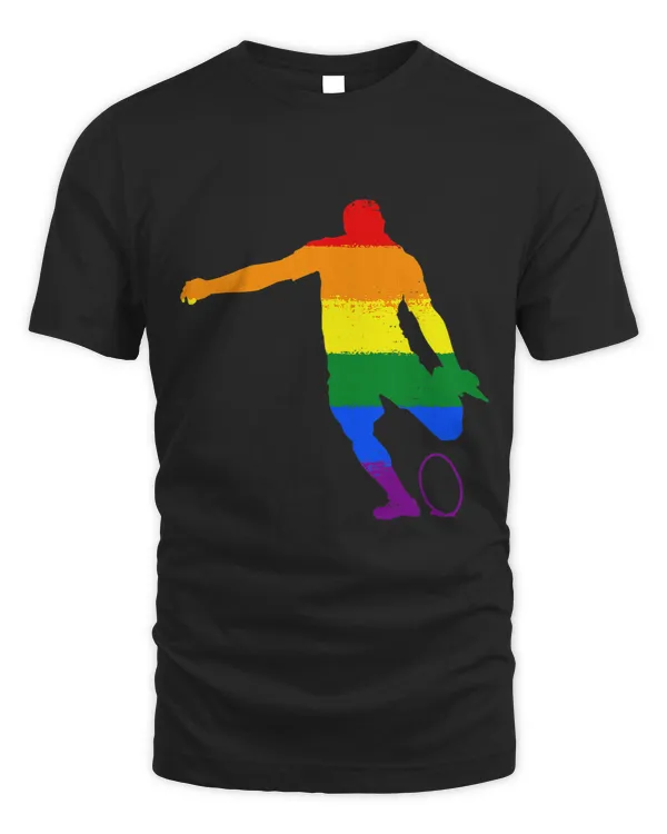LGBT Rainbow Flag Rugby Player Kick Coach Gay Pride Love Men